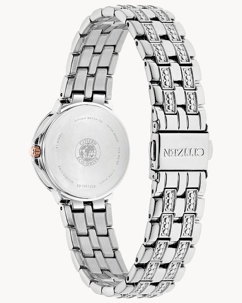 Silhouette Crystal - Ladies Eco-Drive EW2340-58A Silver Watch 